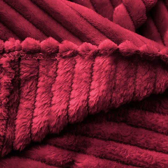 SOGA Burgundy Throw Blanket – Soft Cozy Warm Blanket for Bed, Sofa & Couch - Picture 12 of 13